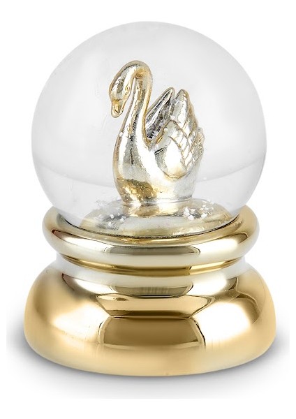 New Year Yılbaşı Swan Kar Küresi 6,7x9 cm Gold