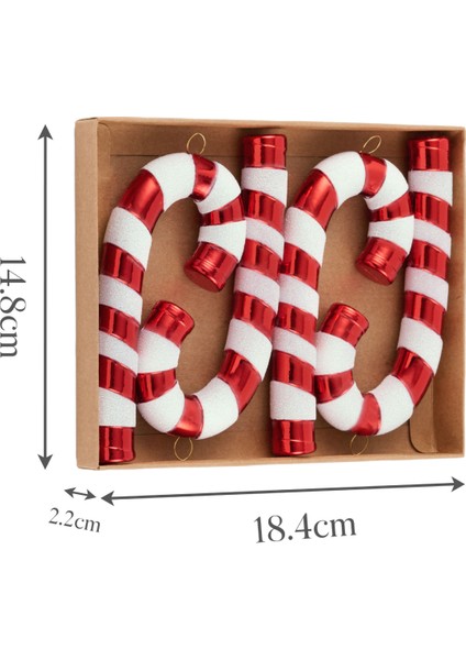 New Year Yılbaşı 4'lü Set Candy Stick Ağaç Süsü Kırmızı 14 cm fırsatları