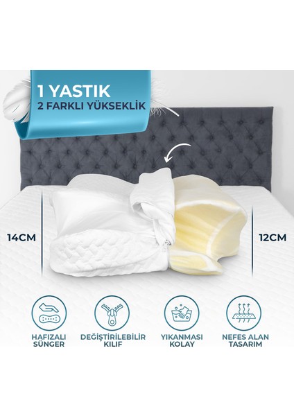 Boyun Destekli Ortopedik Visco Yastık 60*37*13/11 cm indirimleri