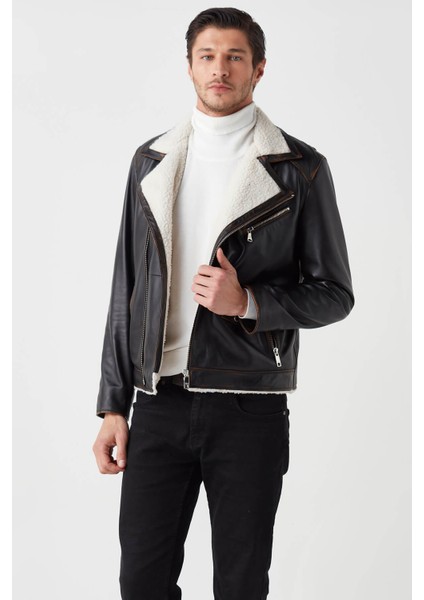 Jack Hakiki Deri Vintage Biker Ceket