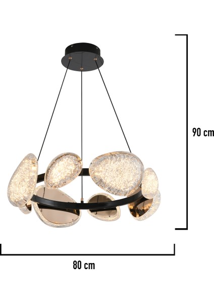 Firuze 8'li 60 Watt Eskitme Kristal Taşlı Modern Tasarım Salon LED Avize modelleri