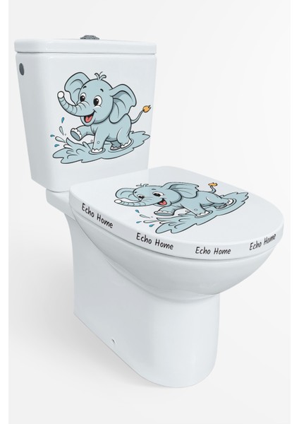 Su Sıçratan Minik Sevimli Fil Klozet Sticker Banyo Sticker