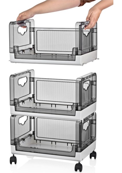 4 Katlı Portatif Tekerlekli Organizer Beyaz Modern Sepet Ayakkabılık Kitaplık modelleri