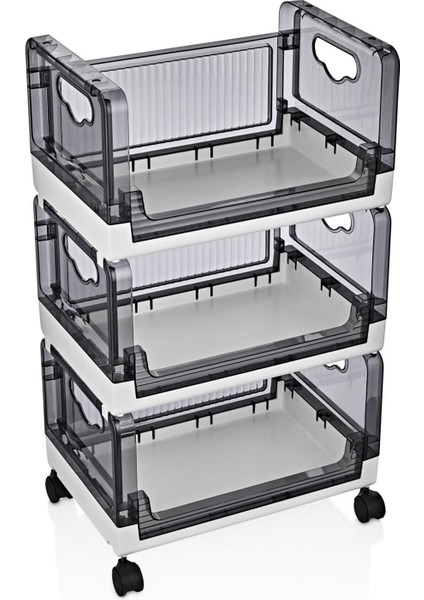4 Katlı Portatif Tekerlekli Organizer Beyaz Modern Sepet Ayakkabılık Kitaplık indirimleri