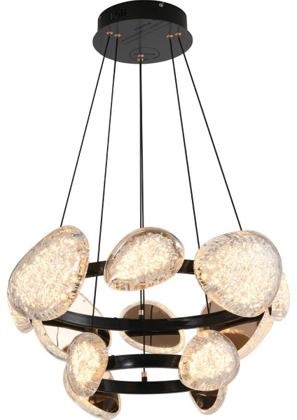 Firuze Iki Katlı 80 Watt Eskitme Kristal Taşlı Modern Tasarım Salon LED Avize fiyatları