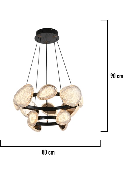 Firuze Iki Katlı 80 Watt Eskitme Kristal Taşlı Modern Tasarım Salon LED Avize modelleri