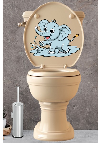 Su Sıçratan Minik Sevimli Fil Klozet Sticker Banyo Sticker
