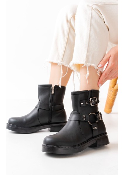 Siyah Toka Aksesuarlı Fermuarlı Günlük Kadın Bot Bayan BOT41306 fiyatları