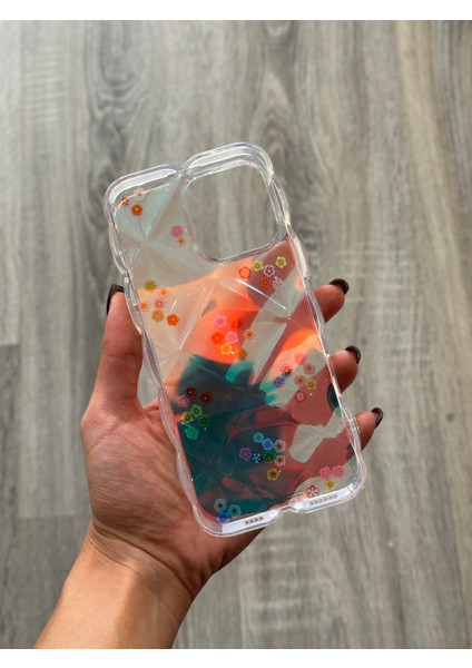 iPhone 15 Pro Uyumlu Kılıf Şeffaf ve Hologram Yastık Desenli Silikon Kılıf