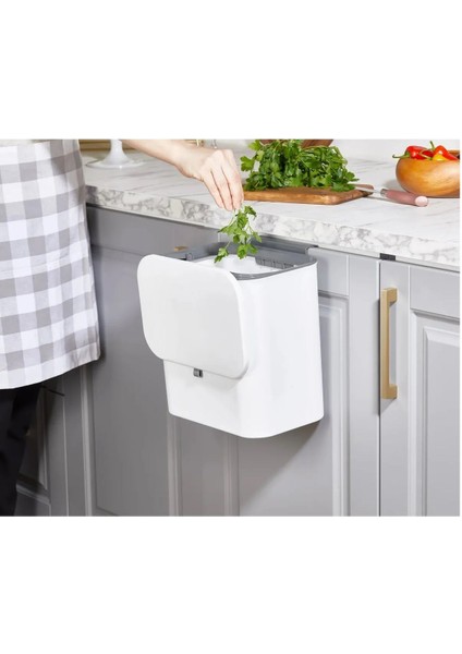 Fonksiyonel Kapaklı Dolap Içi Yapışkanlı Çöp Kovası 15 Litre