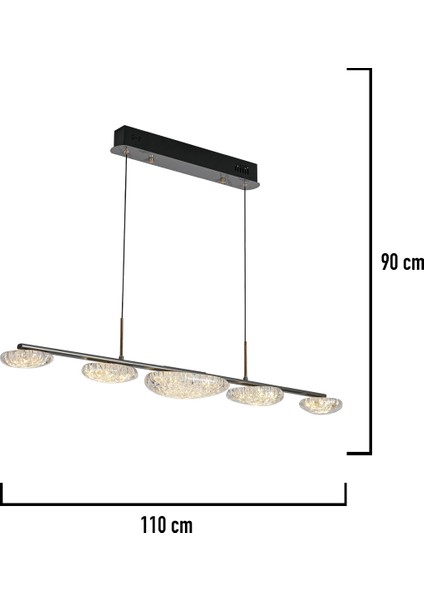 Firuze 30 Watt Sıralı Eskitme Kristal Taşlı Yemek Masası Üstü, Modern Tasarım Salon LED Avize modelleri