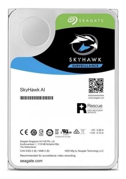 12TB Skyhawk ST12000VE0001 256MB 7200RPM Sata-3 Güvenlik Diski