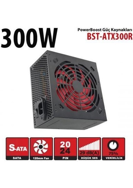 300W BST-ATX300R 12CM Fanlı Power Supply