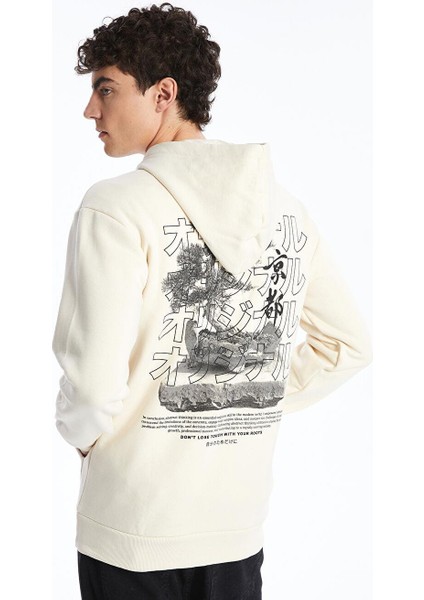 Uzun Kollu Baskılı Erkek Kalın Hoodie