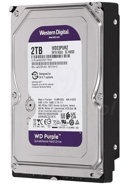 3.5" 2tb Purple WD23PURZ 5400 Rpm 64MB Sata-3 Güvenlik Diski
