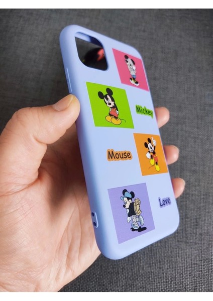 iPhone 11 Uyumlu Mickey Mouse Tasarım Içi Kadife Lansman Telefon Boyun Askılı Set Kılıf