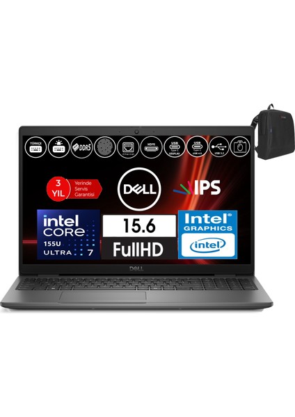 Latitude 3550 Intel Core Ultra 7 155U 48GB Ddr5 1tb SSD 15.6" Fhd IPS Freedos Taşınabilir Bilgisayar WXCTO355015_VP13+ZETTAÇANTA