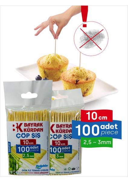 Açılış, Davet, Organizasyon, Düğünler Için 100 Adet, 10 cm Kısa Kürdan Çöp Şiş