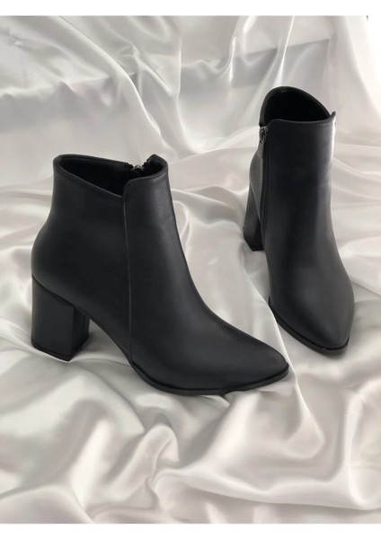 (Oc Shoes) Topuklu Fermuarlı Günlük Kadın Bot Siyah fırsatları