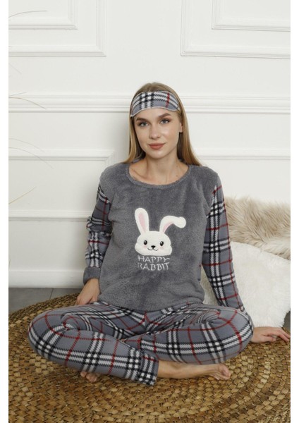 Kadın Ekose Desenli Polar Pijama Takımı 02133