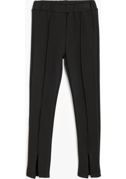 Basic Tayt Beli Lastikli Dikiş Detaylı Yırtmaçlı