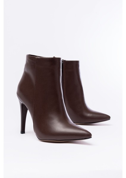 Kahverengi Yüksek Ince Topuklu Fermuarlı Kadın Bot Bayan BOTVRT-480 fırsatları
