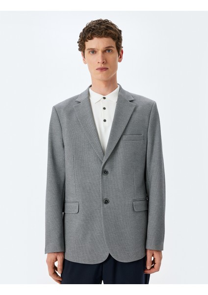 Cep Detaylı Pamuk Karışımlı Mono Yaka Slim Fit Blazer Ceket modelleri