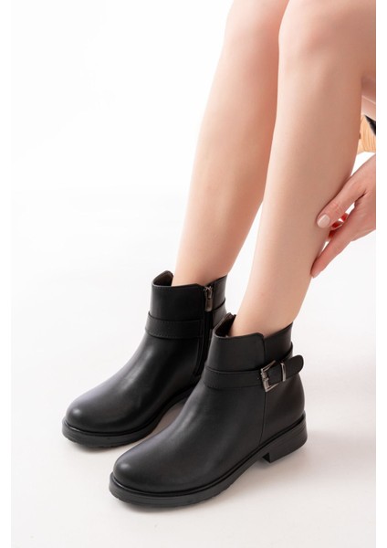 Siyah Toka Aksesuarlı Fermuarlı Günlük Kadın Bot Bayan BOT165-204 fiyatları
