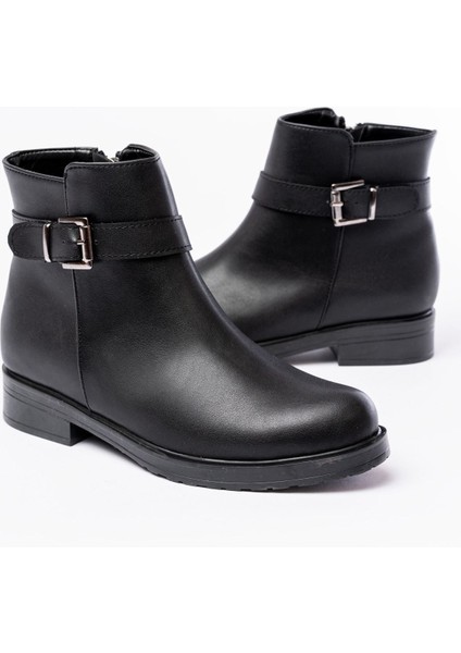 Siyah Toka Aksesuarlı Fermuarlı Günlük Kadın Bot Bayan BOT165-204 modelleri