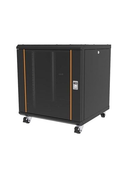 16U 600X600MM Dikili Tip Siyah Kabinet Agena AG-AN16U6060S1 Cam Kapak