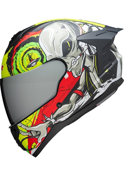 Rapid Aynalı Cam Kapalı Kask (Ece Belgeli) Sarı Kırmızı