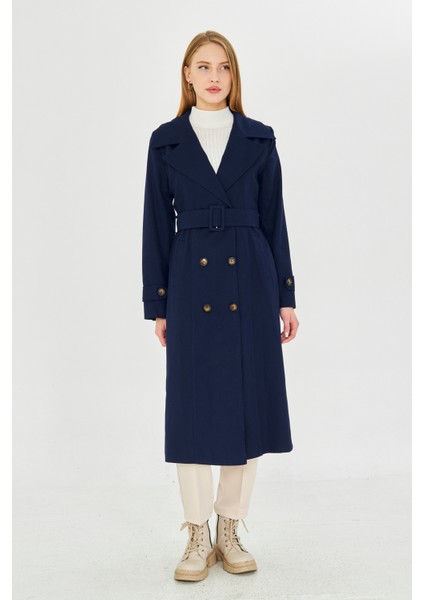 %100 Pamuk Ekstra Uzun (120CM) Kruvaze Kadın Trençkot 1121 fırsatları