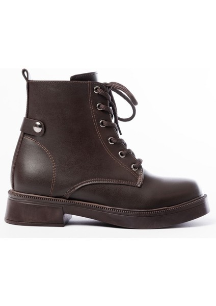 Kahve Cilt Bağcıklı Fermuarlı Günlük Kadın Bot modelleri