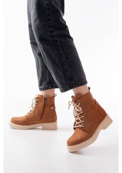 Taba Süet Bağcıklı Fermuarlı Günlük Kadın Bot fiyatları