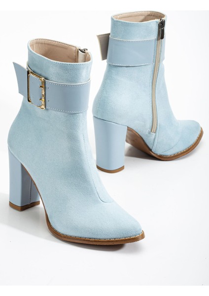 Anna Eva Bebe Mavisi Sivri Burunlu Fermuarlı Kalın Topuklu Bot