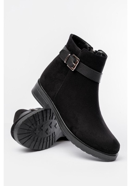 Siyah Süet Toka Aksesuarlı Fermuarlı Günlük Kadın Bot Bayan BOT165-204 fırsatları