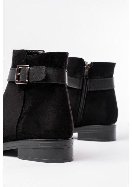 Siyah Süet Toka Aksesuarlı Fermuarlı Günlük Kadın Bot Bayan BOT165-204 indirimleri