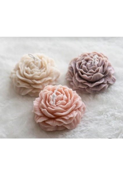 3'lü Şakayık Mum, 7,5x3,5 Cm, Hediyelik Dekoratif Kokulu Mum