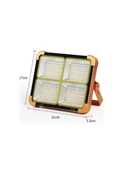 200 Watt Güneş Enerjili Solar Projektör ve Kamp Aydınlatması Fener Işıldak ve Powerbank