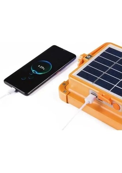 200 Watt Güneş Enerjili Solar Projektör ve Kamp Aydınlatması Fener Işıldak ve Powerbank