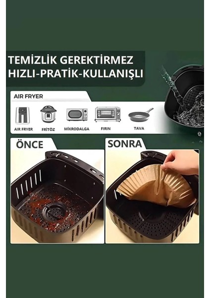 Airfryer Pişirme Kağıdı Hava Fritözü Yağ Geçirmez Kalıp Uyumlu Pratik Kullan