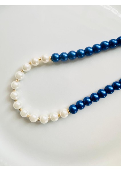 Mavi Beyaz Tasarım Inci Kolye fırsatları