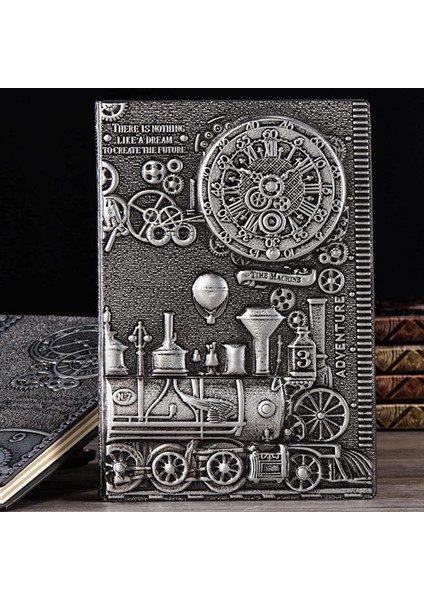 Hediyelik Gümüş Tren Kabartmalı Deri Defter