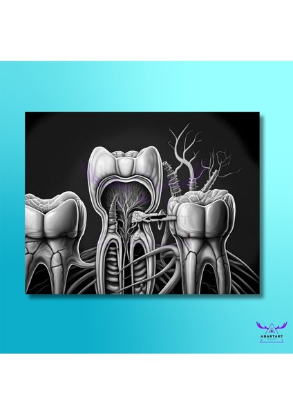 Abart Art Tekli Yatay Kanvas Diş Poliklinik Tablosu Kanal Tedavisi Tasarımı