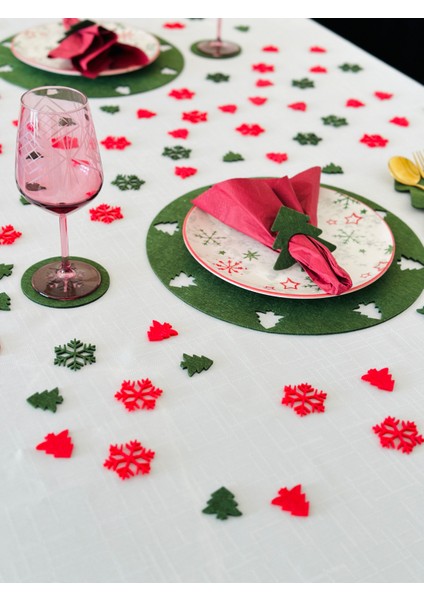 Yılbaşı Temalı Yeşil Amerikan Servisi 4 Kişilik,yılbaşı Temalı Yeşil Supla Seti,yılbaşı Masa Dekoru,masa Süslemeleri modelleri