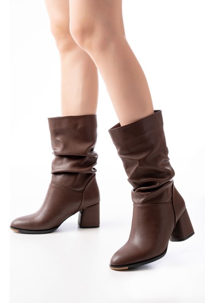 RS-2430 Kahverengi Topuklu Körüklü Günlük Kadın Bot fiyatları