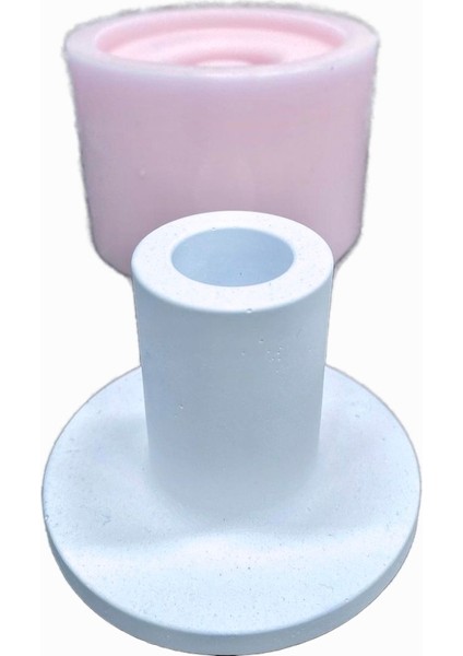 4,7cm Tabanlı Şamdan Mumluk Silikon Kalıp K-1294, Kokulu Taş Alçı Mum Kalıbı