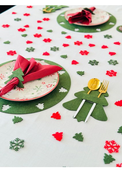 Yılbaşı Temalı Yeşil Amerikan Servisi 8 Kişilik,yılbaşı Temalı Yeşil Supla Seti,yılbaşı Masa Dekoru,masa Süslemeleri modelleri