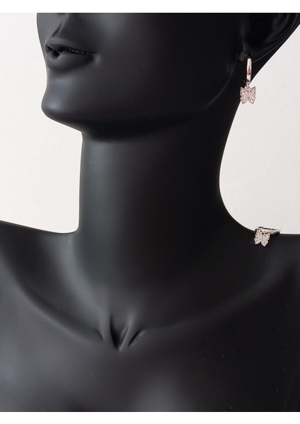 Gümüş Kalp Kutulu Kelebek Tasarım Kadın Küpe Öğretmenler Günü Hediye modelleri