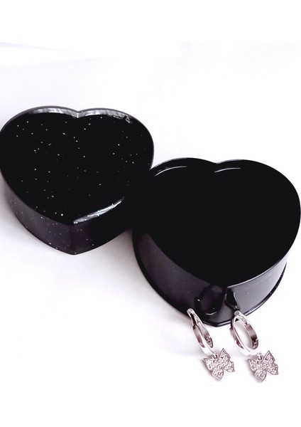 Gümüş Kalp Kutulu Kelebek Tasarım Kadın Küpe Öğretmenler Günü Hediye fırsatları